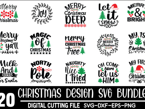 Christmas svg bundle digital download commercial use svg files for cricut silhouette t shirt vector file