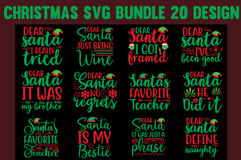 Christmas svg bundle, Christmas Cut Files t shirt vector illustration