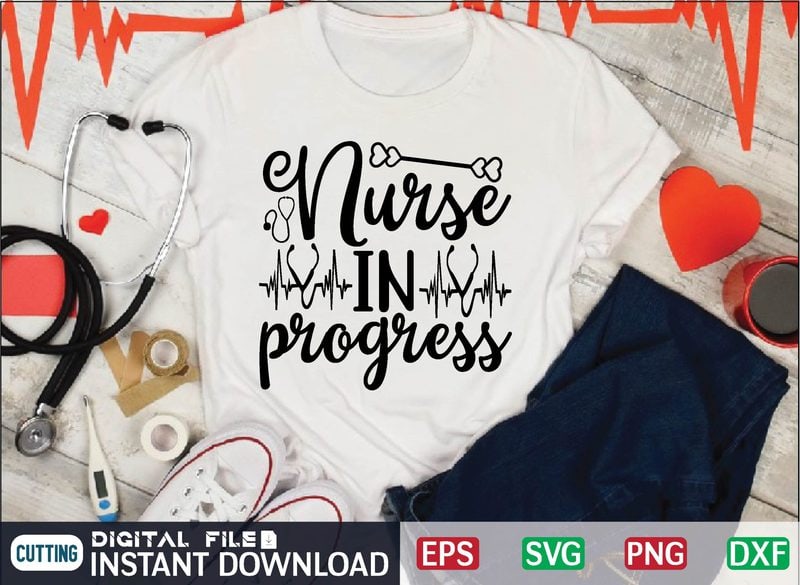 nurse in progress nurse t shirt designs bundle in ai png svg cutting ...