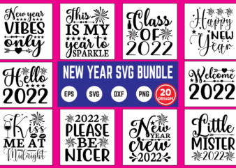 New year svg t shirt design template bundle