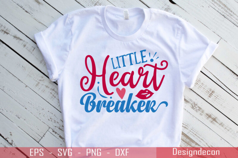 Little heart breaker Cute handwritten valentine quote T-shirt Design Template