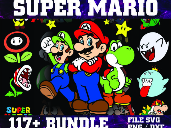 1a 117+ super mario svg png dxf bundle, super mario svg, super mario alphabet, peach princess, koopa troopa, goomba svg, super mario world svg 926322408