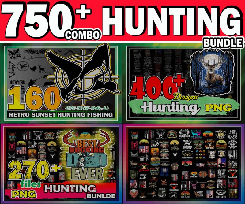 Combo 750+ Hunting Bundle, Retro Sunset Hunting Fishing SVG, Hunting Sayings Png, Deer Hunt Flag, Deer Hunter Png, Digital Download CB1005243973