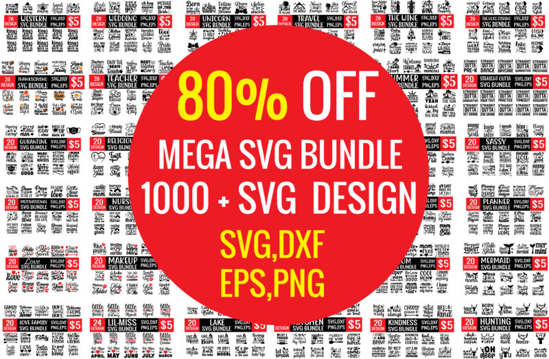 mega svg bundle 1000+ svg design