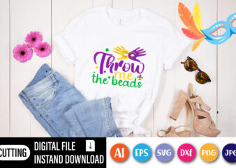 Throw me the beads T shirt, Happy Mardi Gras shirt print template, Typography design for shirt mug iron phone case