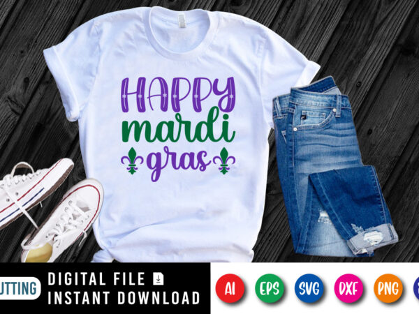 Happy mardi gras t shirt, typography design for mardi gras