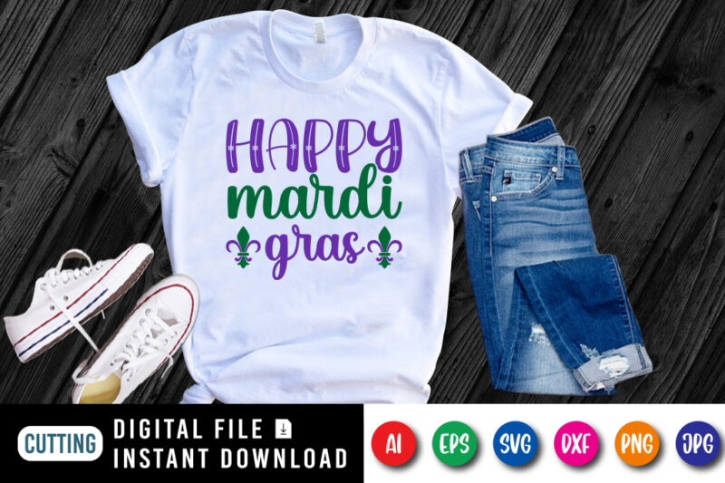 Happy Mardi Gras T shirt, Typography design for Mardi Gras