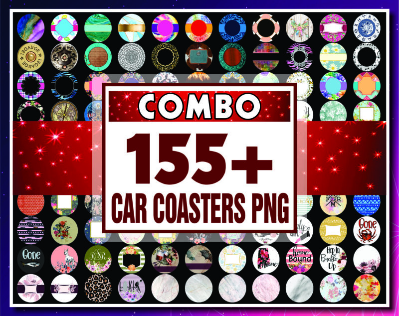 160+ Designs Car Coasters Png, Car Coaster Designs, Coaster PNG Designs For Sublimation, Sublimation Digital Downloads