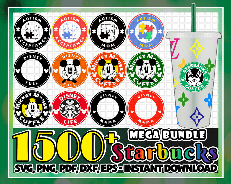 1 Combo 1500+ Starbucks Mega Bundle, Starbucks Coffee Logos, Starbucks ...