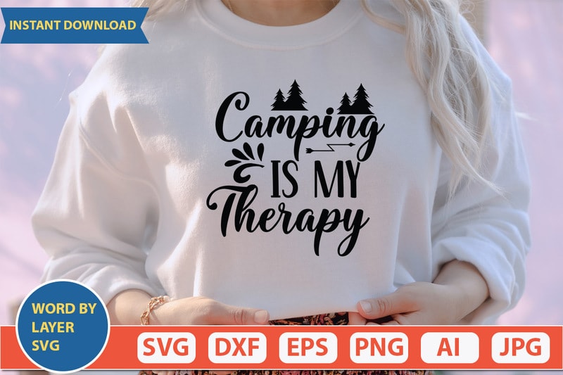 Camping is My Therapy SVG Vector for t-shirt - Buy t-shirt designs