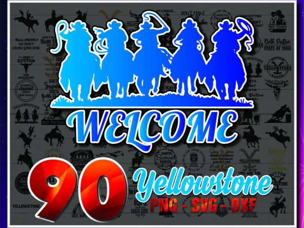 1a 90 yellowstone bundle svg, png, dxf, yellowstone symbols, yellowstone labels, yellowstone dutton ranch, silhouette, digital file 1019002641