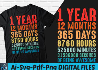 1 year of being awesome t-shirt design, 1 year of being awesome SVG, 1st Birthday vintage t shirt, 1 year 12 months of being awesome, Happy birthday tshirt, Funny Birthday