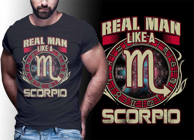 12 ZODIAC real man tshirt designs bundle PART# 25 ON