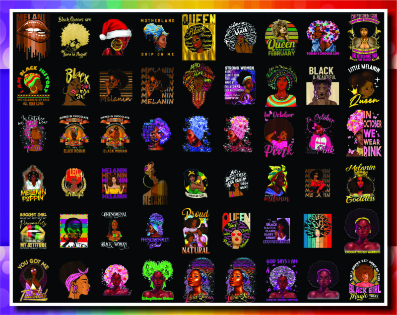 https://svgpackages.com Combo 170 FIle Black Queen Bundle Png, Afro ...