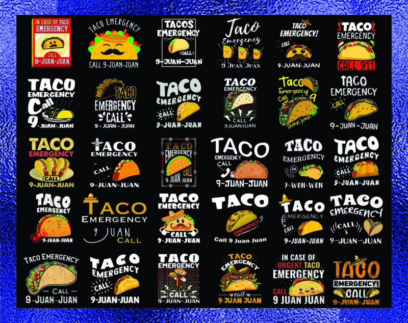 Combo 32 Taco Emergency Png Bundle, Taco Lover Shirt, Mexican Food Lover, Cinco de Mayo tank, Funny Mexican Food Shirt, Taco Emergency Png 1032779571