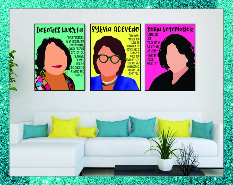 1 Bundle 8 Latina Leaders Poster Pack, Empowered Women, Changemakers, World Changers, Rainbow, Aesthetic, Printable, Classroom, Social Justice 1045886933