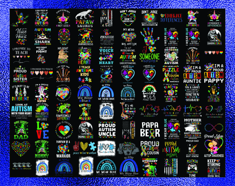 Bundle 200 AUTISM Awareness PNG, Peace love autism, April We Wear Blue Autism, Ribbon Autism Awareness, Mama bear autism Mom, Be kind autism 989921344