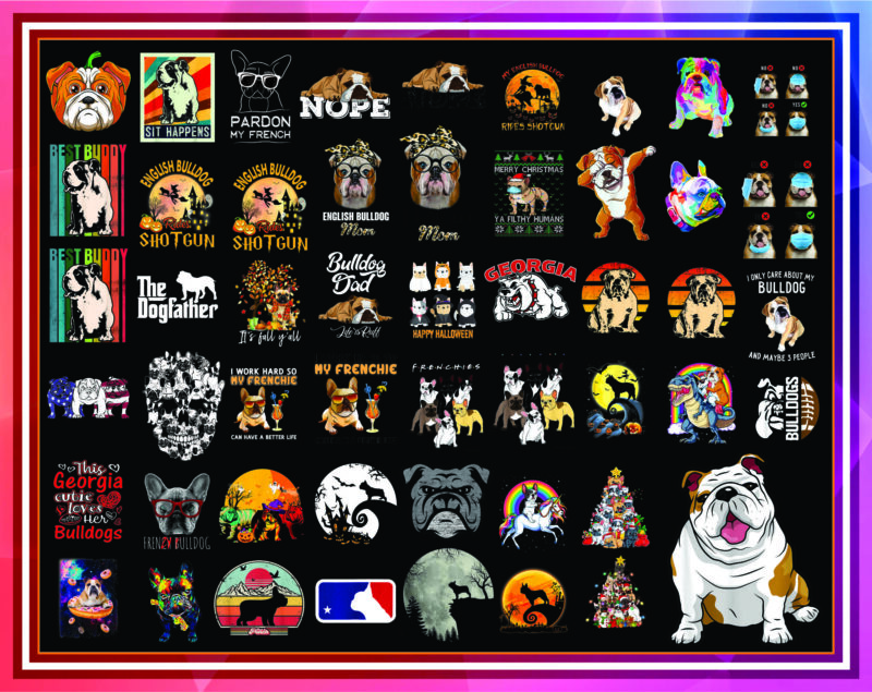 Bundle 55 French Bulldog PNG, Cute French Bulldog PNG, Bulldogs PNG, Bulldogs, Dog Lover Shirt, Instant Download, Sublimation Download 904989601