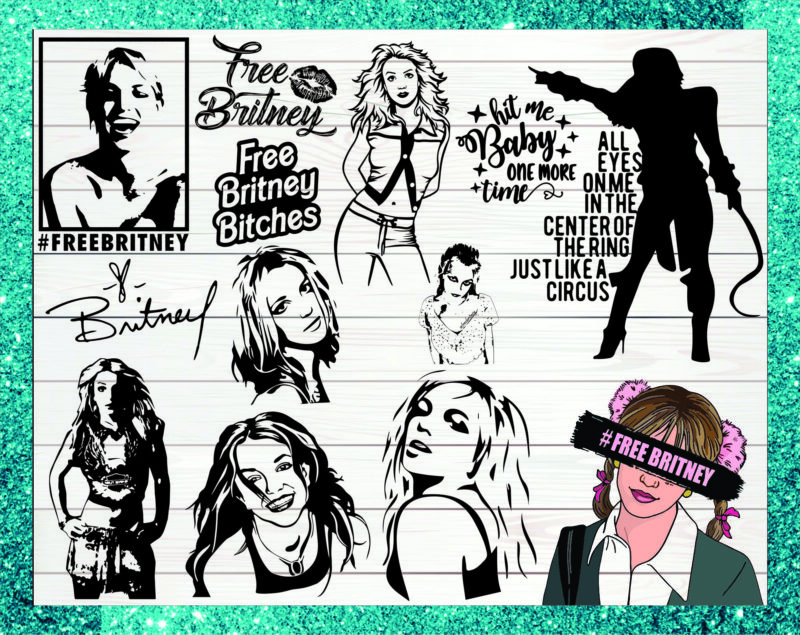 15 Bundle Clipart, Silhouette, Svg, Png, Free Britney, Drawn Britney Spears, Britney Spears’s Portrait Svg, Britney Quotes, Digital Download 1017297314