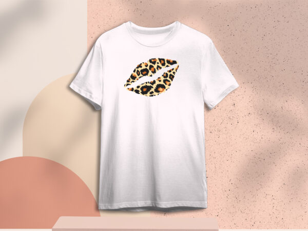 Valentine leopard pattern lips gift diy crafts svg files for cricut, silhouette sublimation files t shirt vector art