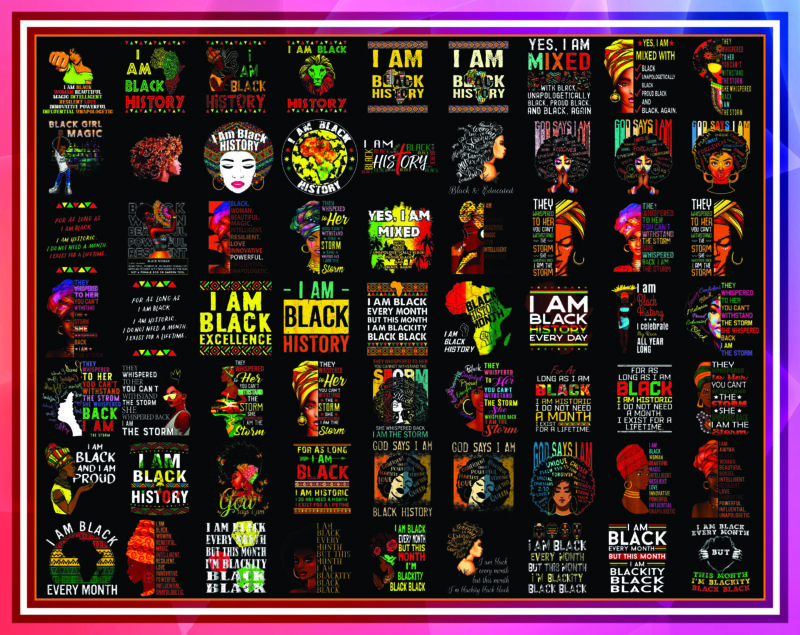 240 Designs Mega Black History Month, I Am Black Women PNG, Black Queen, Black Girl Magic, Afro Hair Clipart, Black Pride, Digital Download 975727699