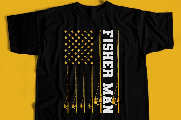 Fisher Man Flag T-Shirt Design For Commercial User