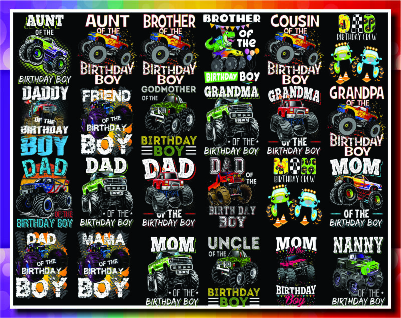 38 Designs Monster Truck Png, Boy Monster Truck Birthday png, Matching Family Of The Birthday Boy png, Gift For Son, Monster Truck Lovers 1013142589