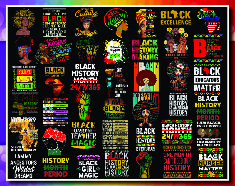 Combo 550+ PNG Bundle, Black History Month png, Black Pride png, African American png, Afro Women png, Sublimation Black History, Digital Download CB1007303136