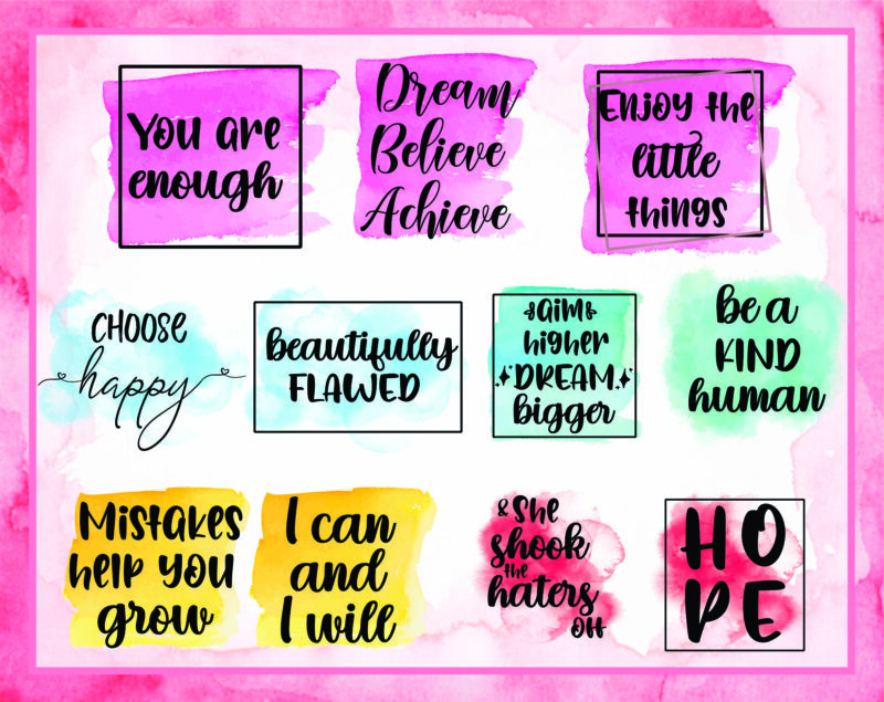 Bundle 20 Motivational Quotes Sublimation PNG, Sublimation Shirt Files, Watercolor, Waterslide, Inspirational, Motivational, Instant Download 1030290327