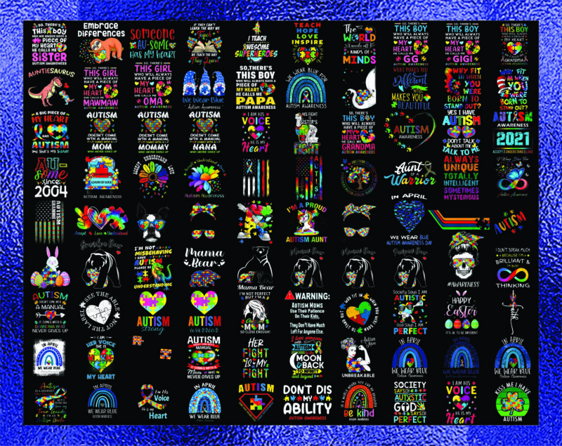 Bundle 200 AUTISM Awareness PNG, Peace love autism, April We Wear Blue Autism, Ribbon Autism Awareness, Mama bear autism Mom, Be kind autism 989921344