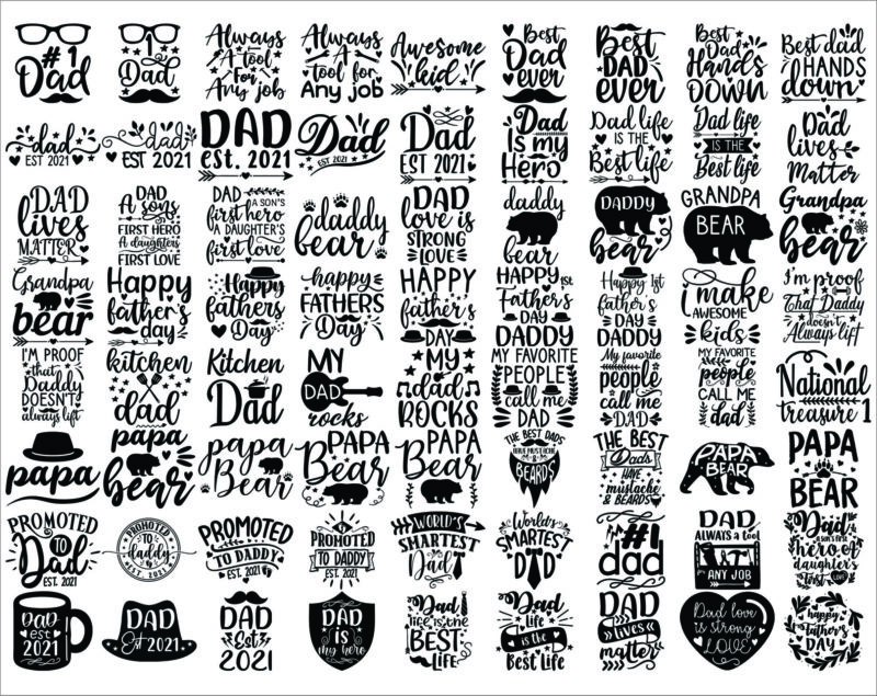 1 Combo 140 Designs Dad SVG Bundle, Fathers Day svg, Daddy svg, Papa svg, Best Dad Ever svg, Father’s Day svg, Family svg, Digital Download CB795217450