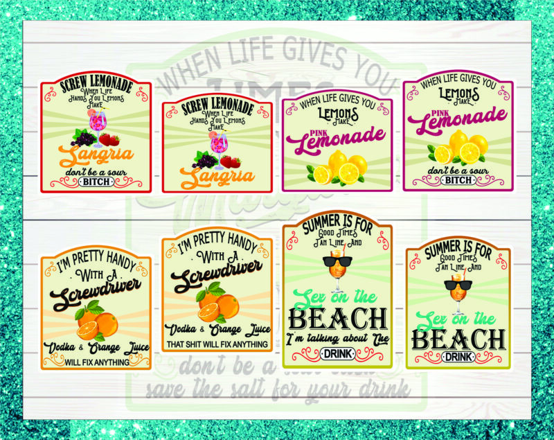 Bundle 32 PNG Printed Tumbler Label Sticker Decals, Mix & Match Graphics, Lemonade, White Waterslide, Clear Waterslide, Digital Download 1022413628