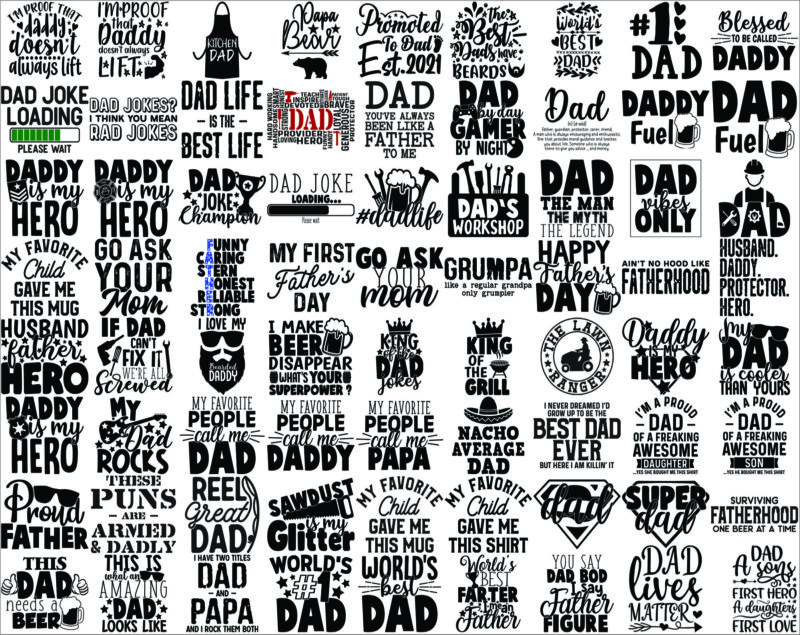 1 Combo 140 Designs Dad SVG Bundle, Fathers Day svg, Daddy svg, Papa svg, Best Dad Ever svg, Father’s Day svg, Family svg, Digital Download CB795217450