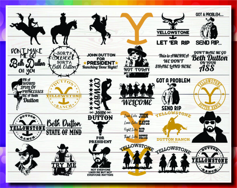 1a 90 Yellowstone Bundle svg, png, dxf, Yellowstone Symbols, Yellowstone Labels, Yellowstone Dutton Ranch, silhouette, Digital File 1019002641