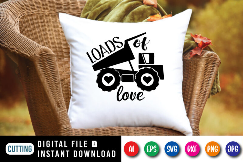 Loads of love T shirt, Happy valentine shirt print template, valentine Tractor heart vector, Cute Illustration for 14 February