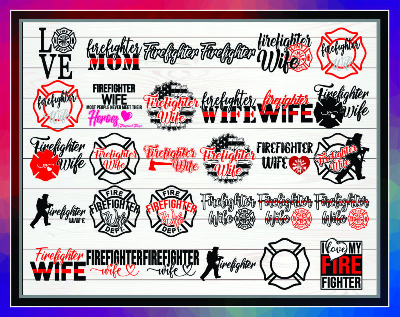 Combo 250 Firefighter Thin Red Line SVG Bundle, Distressed Flag, Wife, Mom, Maltese Cross, Daddy, Back the Red, Firefighter Heart, digital files