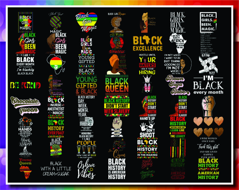 Combo 550+ PNG Bundle, Black History Month png, Black Pride png, African American png, Afro Women png, Sublimation Black History, Digital Download CB1007303136