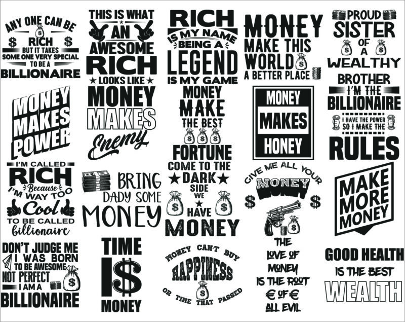 Bundle 100 Money Quotes SVG / PNG Bundle, Money png, Money svg design, Silhouette Instant Download 1017356530