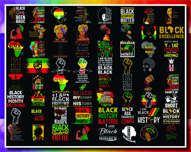 Combo 550+ PNG Bundle, Black History Month png, Black Pride png, African American png, Afro Women png, Sublimation Black History, Digital Download CB1007303136