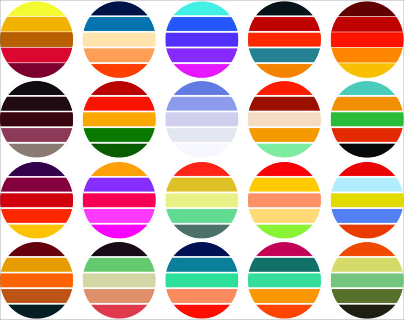 33 Files Retro Colored Circle Sunsets Clipart, Circle Round Background Vintage Color Palettes Commercial License Print On Demand 988658536