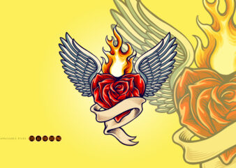 Rose heart flying fiery with classic ribbon t shirt design online