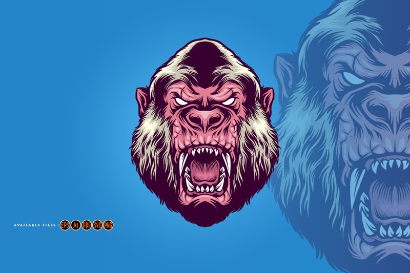 Scary Angry Albino Gorilla Head Mascot - Buy T-shirt Designs