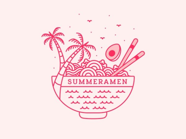 Summer ramen 2 t shirt template vector