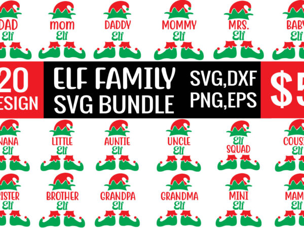 Elf family svg bundle vector clipart