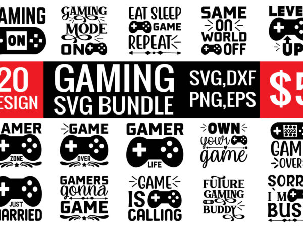 Gaming svg bundle t shirt design template