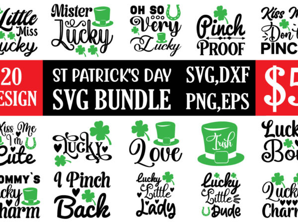 St patrick’s day svg bundle t shirt template vector