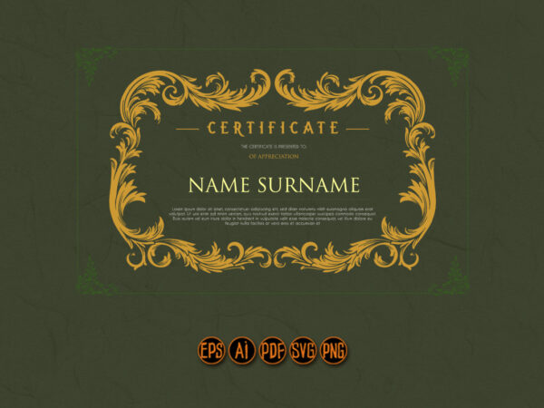 Certificate calligraphic ellegant borders ornate frame