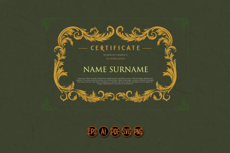 Certificate Calligraphic Ellegant Borders Ornate Frame