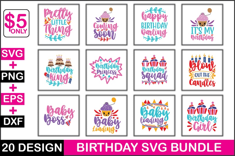 Birthday Svg Bundle - Buy t-shirt designs