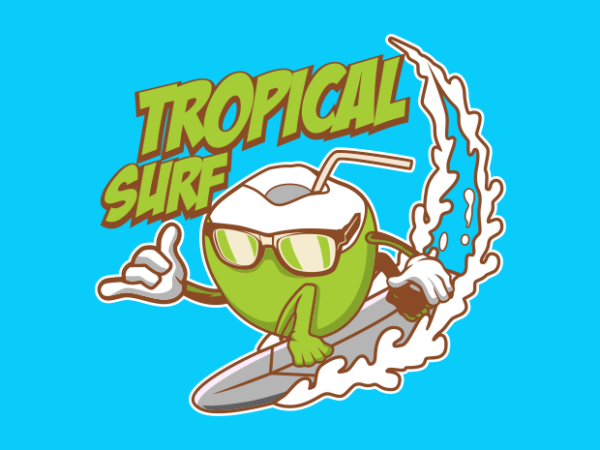 Coconut surfing t shirt vector file